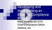 Developing and Implementing an Effective Compliance Program